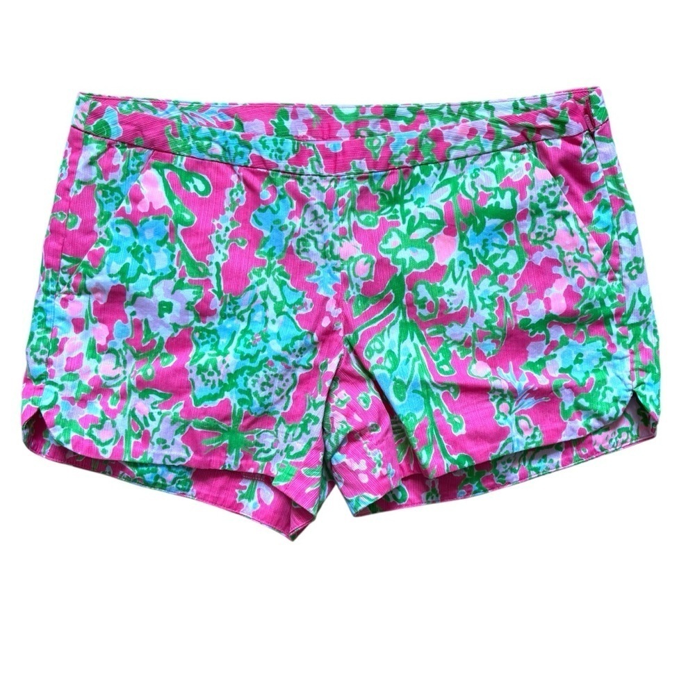Lilly Pulitzer Adie Shorts Flamingo Pink Womens Size 2 Floral Beach Tropical - Picture 2 of 6